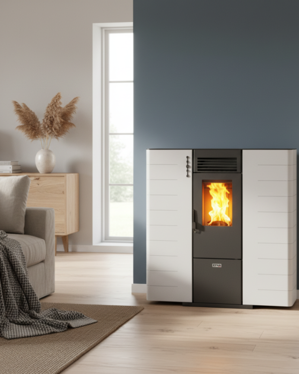 Stufa a pellet canalizzabile extra piatta Fango - 8 kW